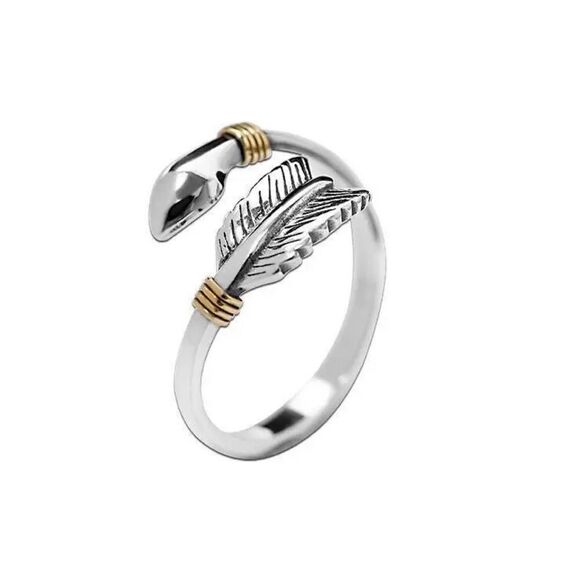 The Arrow Adjustable ring in 925 silver and 14k yellow gold plated accen… - Picture 6 of 14